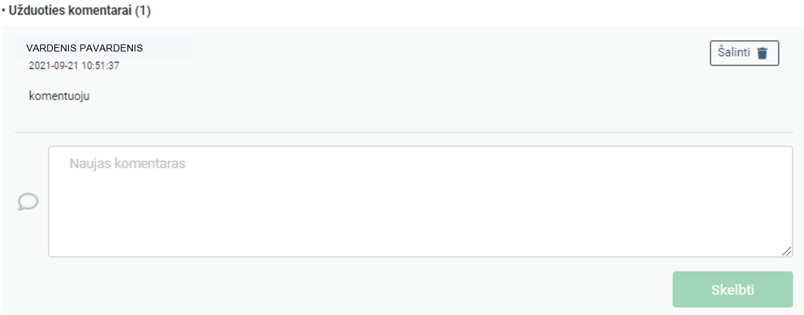 Užduoties komentaras apačioje